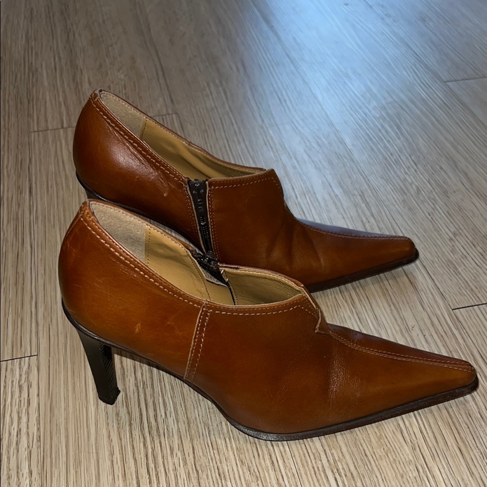 Henry Ferrera Size 37 Brown Leather Women's Heels - Picture 3 of 10